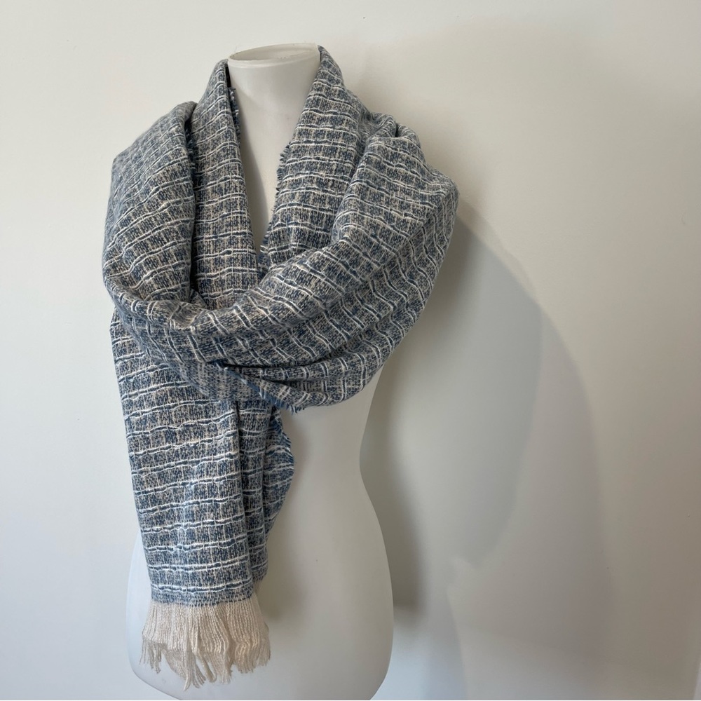 Blue and White scarf. Oversized, warm, soft.